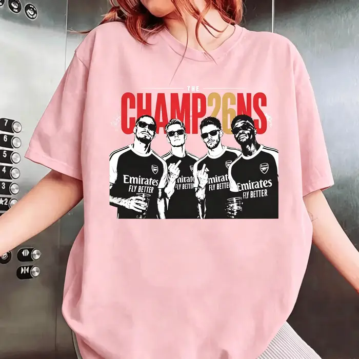 T-shirt Arsenal Champions de la Premier League 2026 – Collection Été – Coton Y2K – Coupe Ample – Manches Courtes – Cadeau pour Fans – Hommes et Femmes