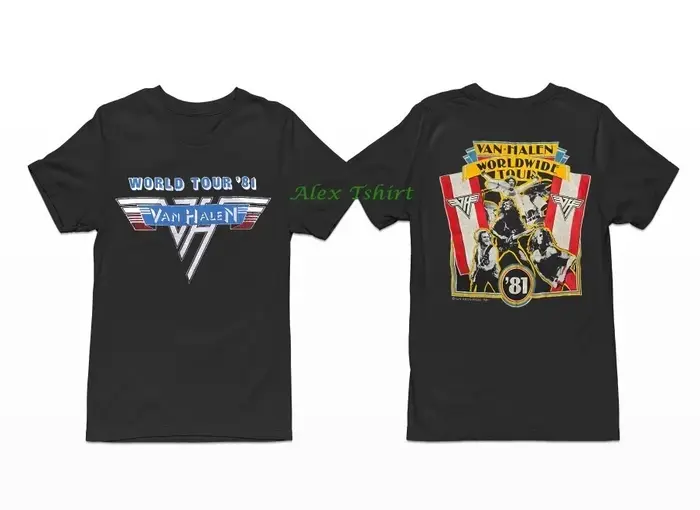 Van Halen Vintage Tour T-Shirt 1981 monde 1984 groupe de Concert T-Shirt années 90 Rock hommes femme