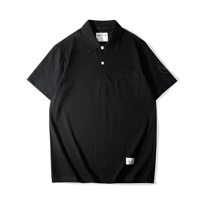 OKONKWO_200g POLO à manches courtes avec poche rétro_T-shirt à manches courtes à revers imprimé de l