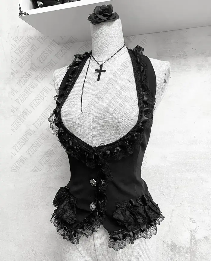 Débardeur Punk en dentelle Y2K