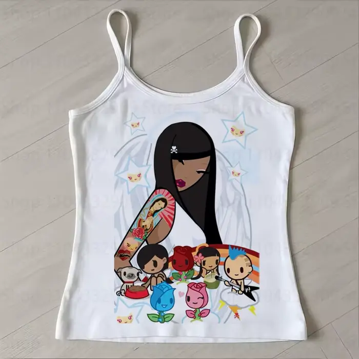 T-shirts Emo pour filles, hauts gothiques à imprimé féerique, t-shirts slim vintage punk pour filles