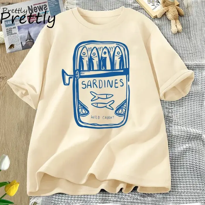 Sardine T-shirt pêcheur plage à manches courtes coton