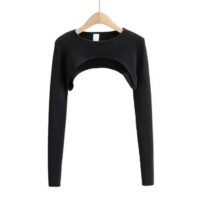 T-shirts femmes à manches longues haut court printemps automne Y2k vêtements esthétiques col rond no