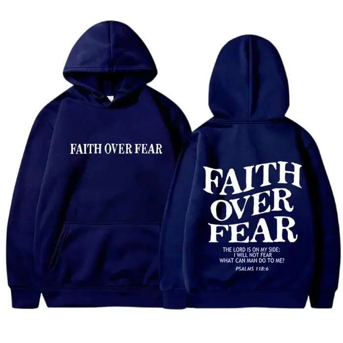 FAITH OVER FEAR sweat à capuche imprimé pour hommes femmes décontracté à manches longues sweats à ca