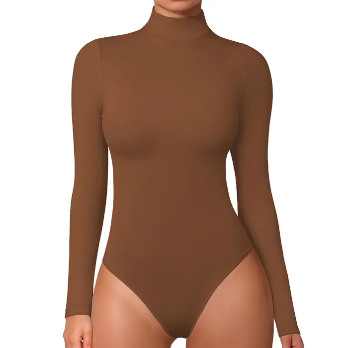 Body Sexy à manches longues et col rond pour femme