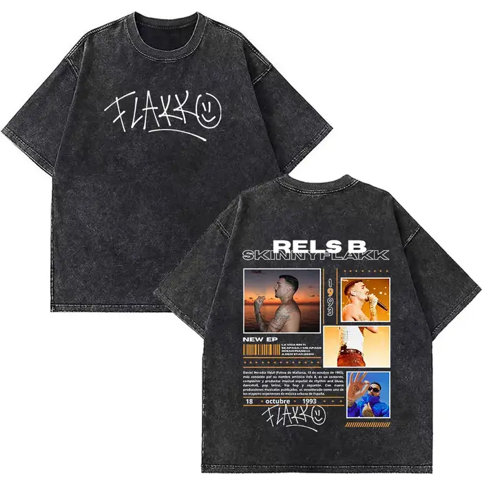 Rappeur RELS B Skinny Flakk A New Star Album Merch T-shirt hommes femmes mode Hip Hop T-shirts coton surdimensionné lavé