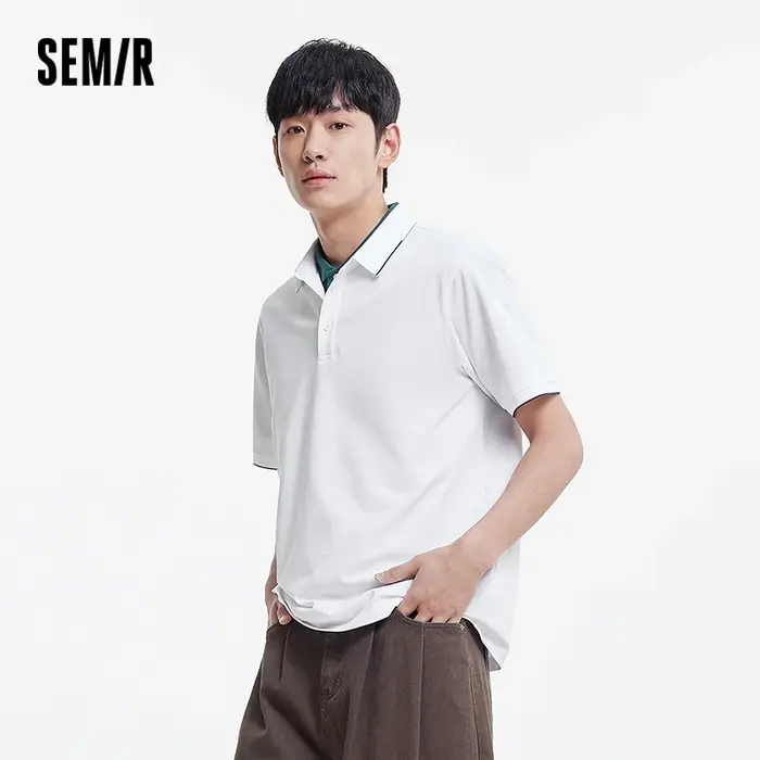 Semir refroidissement antibactérien Anti acariens Polo hommes affaires décontracté 2025 été nouveau bloc de couleur bureau banlieue haut