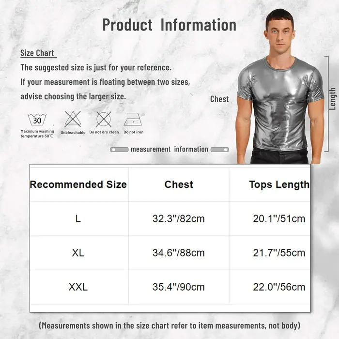 T-shirt métallique brillant pour hommes