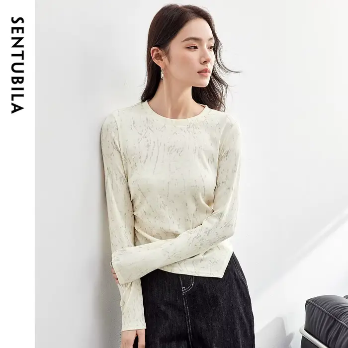 T-shirt en coton imprimé SENTUBILA pour femme