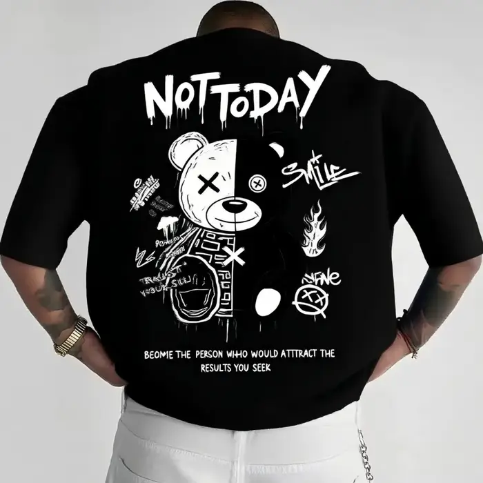 T-shirt graphique Not Today Graffiti Teddy Bear pour homme