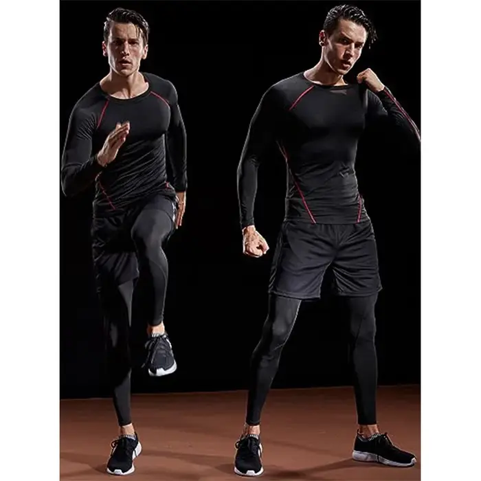 Compression à manches longues T-shirt hommes élastique entraînement