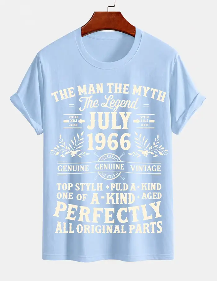 Nouveau T-shirt en pur coton 2026 « Juillet 1966 Homme Mythe Légende » avec imprimé anniversaire