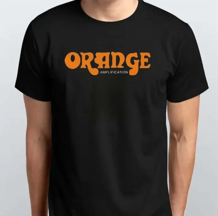 Orange Amplification – T-shirt décontracté rétro pour couple, en pur coton, toutes saisons, style st