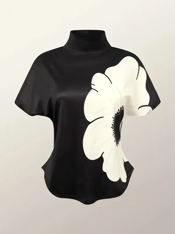 Yeezzi 2024 nouveautés été manches courtes imprimé fleuri bases T-Shirt femmes mode coupe ajustée co