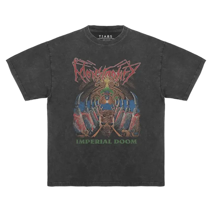 Monstrosity T-Shirt 80S Death Metal Malevolent Creation lavé ample épaule tombante rétro coton manch