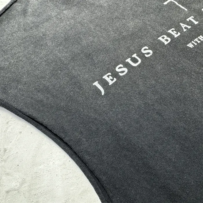 Sans manches Saint trou lavé T-shirt hommes femmes meilleure qualité hauts