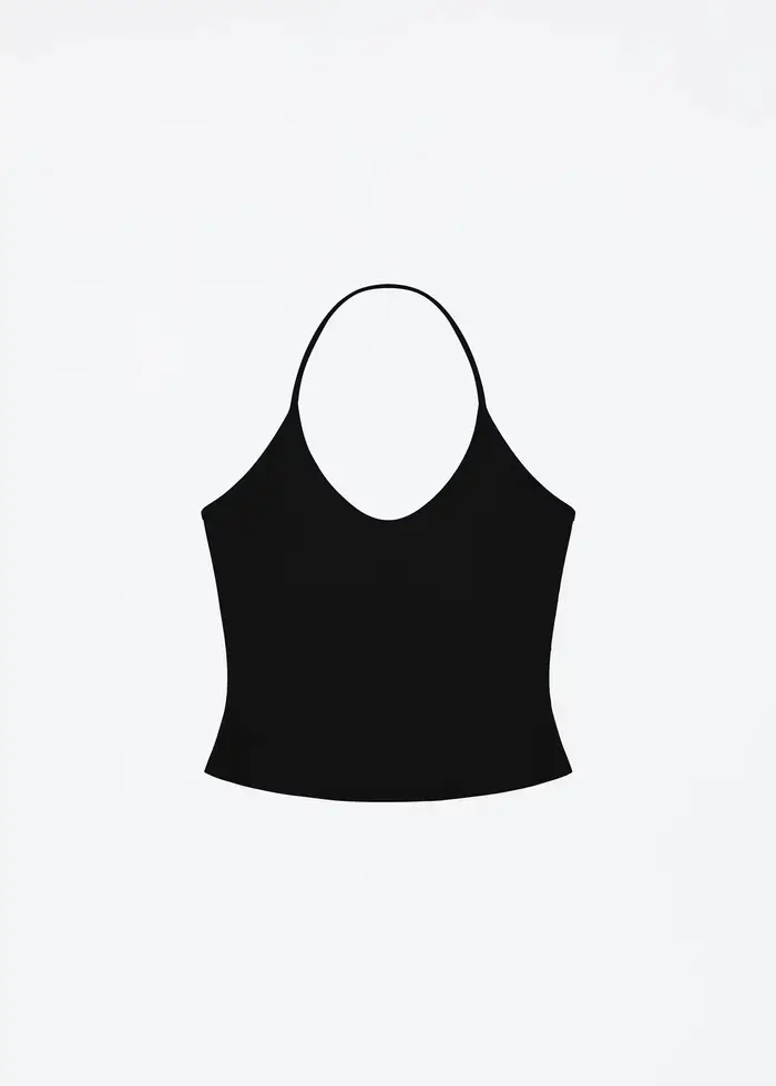 Tank 26, haut court vert céladon d'été, col halter, dos en U, tendance et simple, couleur nouvelleme