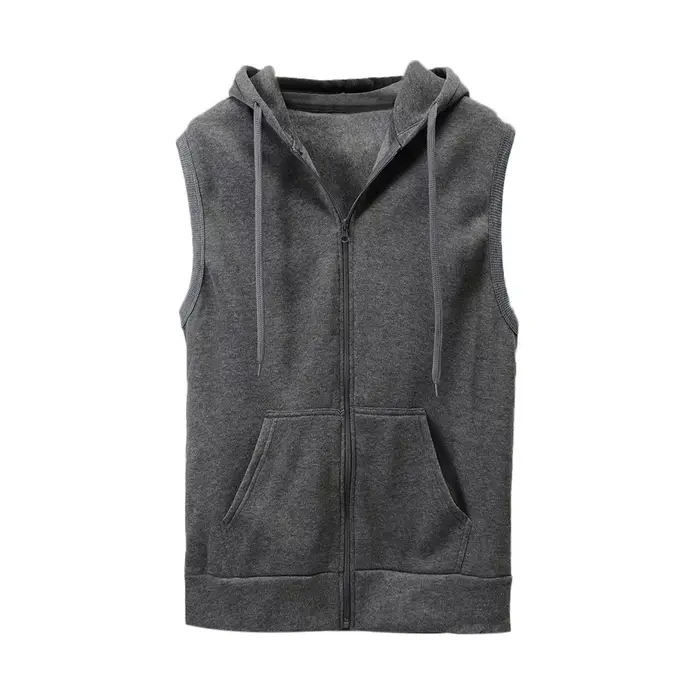 Sans manches solide gilet manteau mode hommes Blouse veste mince hauts à capuche chemise