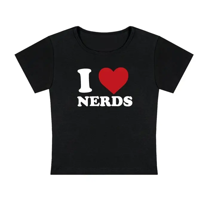 J'aime les Nerds haut court bébé T-Shirt filles été coton à manches courtes femmes T-Shirt
