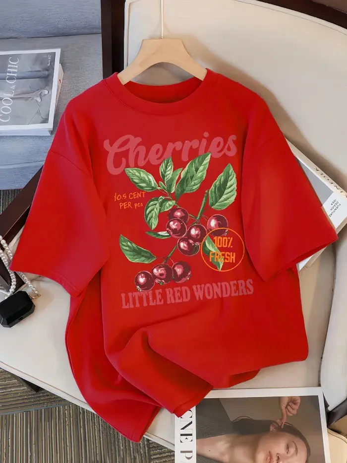 Cerises fraîches petites merveilles rouges conception femmes T-Shirt décontracté t-shirts Hip Hop femme vêtements de sport été capote