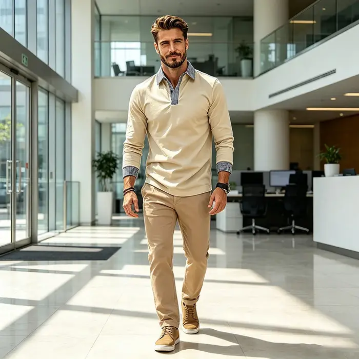 Polo à manches longues pour homme