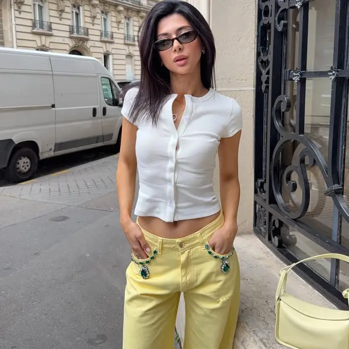 Nouveau T-shirt Tuularose pour femme – Haut décontracté uni à col rond et coupe ajustée