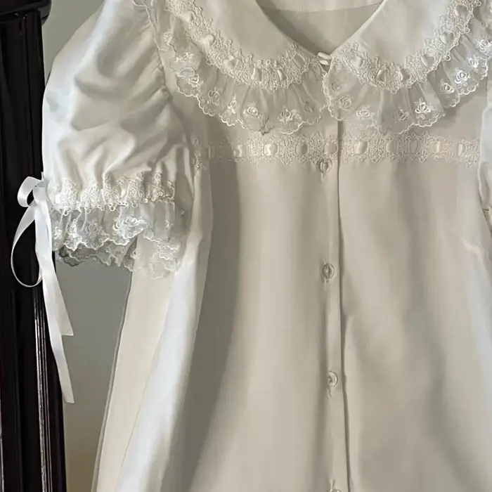 Japonais Kawaii fille doux mignon nœud Lolita chemise femmes JK col de poupée ample Blusas Femme Y2k esthétique solide Blouse hauts