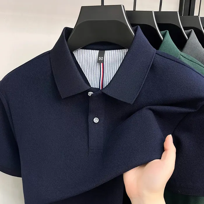 100% coton de luxe chemise polo à manches courtes pour hommes nouveau classique simple couleur solide confort été respirant casual business T-shirt