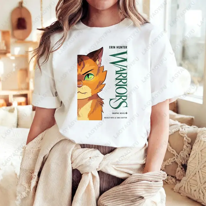 T-shirt unisexe en coton avec impression artistique Warrior Cats, haut d'été décontracté à la mode p