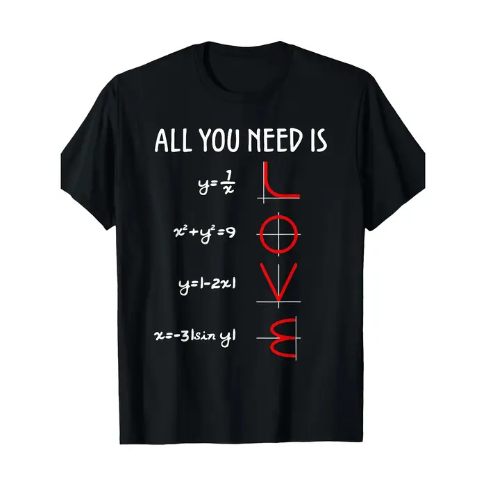 T-shirt décontracté à manches courtes avec imprimé équation mathématique romantique « LOVE » pour ho