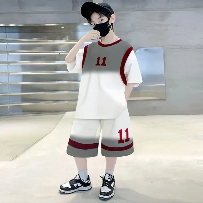 Été garçon basket-ball T-shirt Shorts uniforme enfants enfant décontracté haut et bas vêtements ensemble 2 pièces