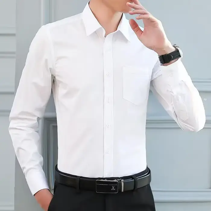 Chemise blanche à manches longues pour hommes