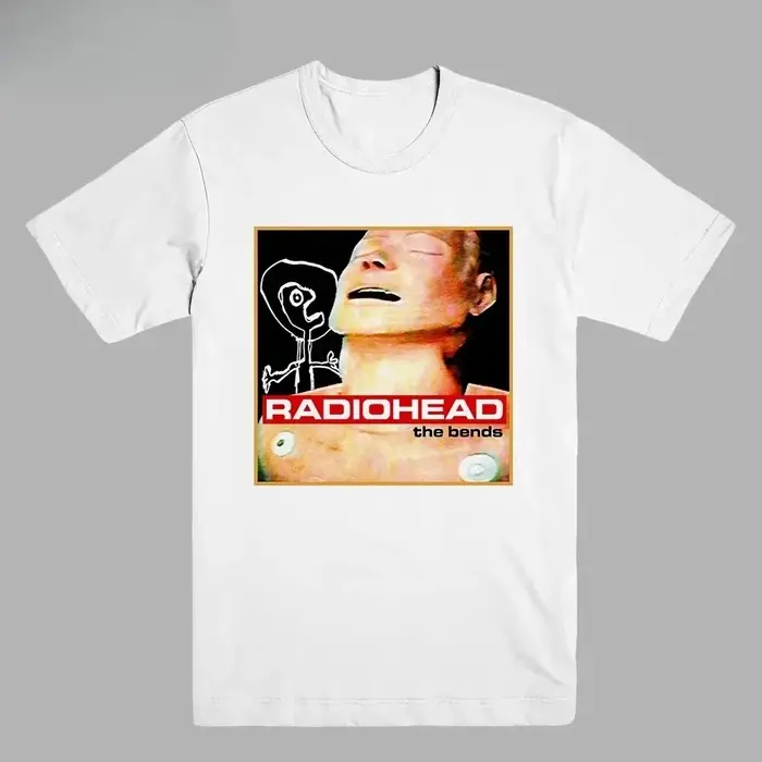 T-shirts Rares Oversize Rock Radiohead Kid A's Album Tour Concert Noir Blanc Bleu Marine Homme Femme Décontracté Imprimé Manches Courtes