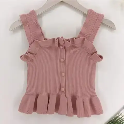 Haut court à volants et simple boutonnage pour femme, vêtement féminin, style coréen, assressentiave