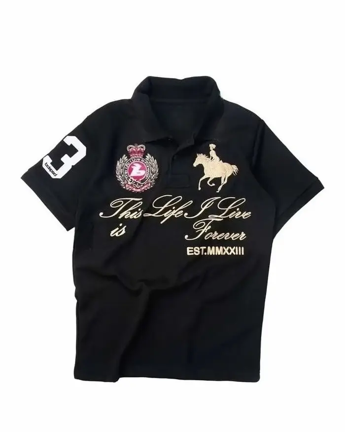 Life I Live is Foreve America Retro Street - Polo imprimé minimaliste et tendance Hip Hop Y2K pour h