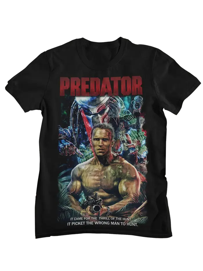T-shirt imprimé rétro du film Predator pour hommes et femmes