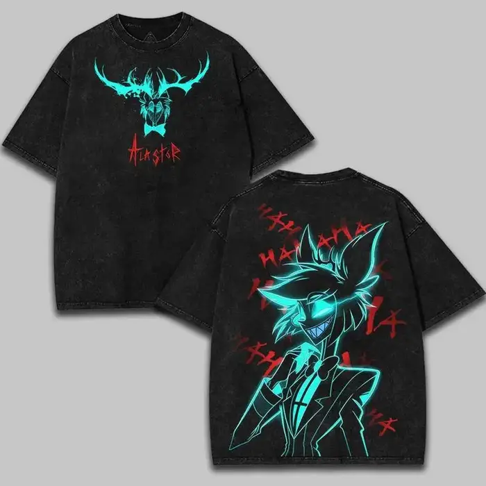 Alastor Hazbin hôtel graphique T-shirt hommes femmes vêtements rue mode lavé surdimensionné