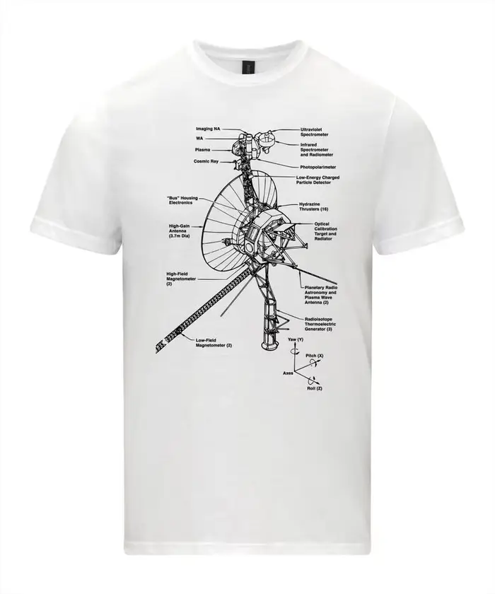 Voyager espace sonde schéma NASA plan T-shirt hommes chemise personnalité Art esthétique décontracté rue à manches courtes haut