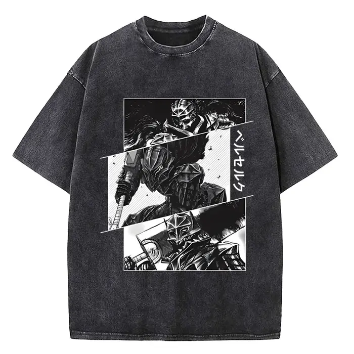 Berserk impression T-Shirt hommes Vintage lavé