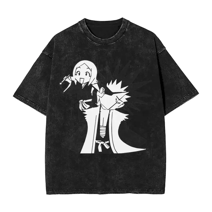T-Shirt délavé surdimensionné Zaraki Kenpachi T-Shirts simples blanchi à la mode Cool T-Shirt pour h