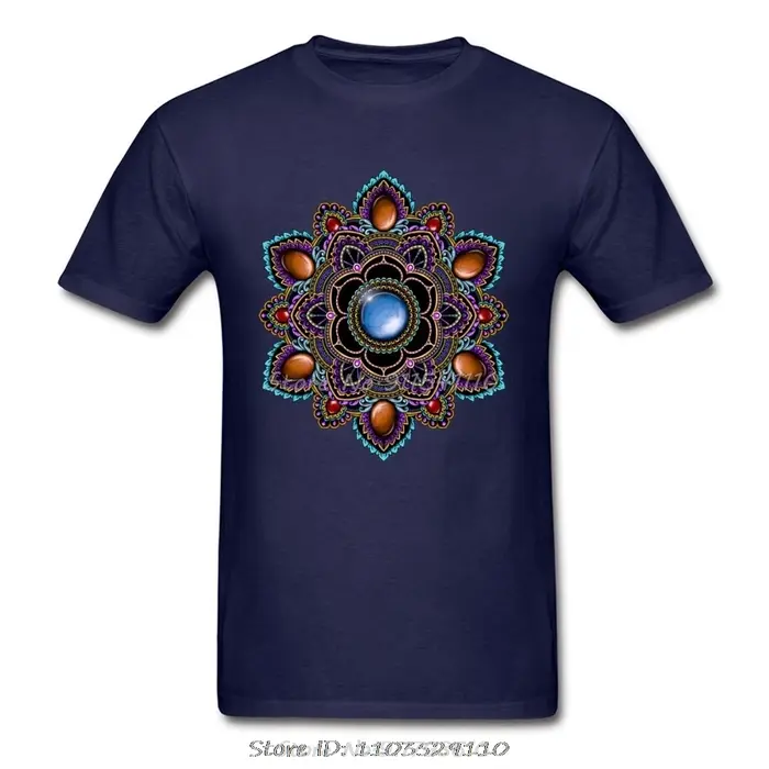 T-shirt Om Mandala avec pierres précieuses pour hommes