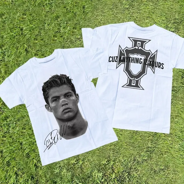 T-shirt imprimé avec les portraits des superstars du football Cristiano Ronaldo, Neymar, Lionel Mess