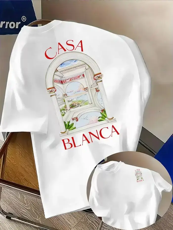 T-shirt unisexe décontracté à col rond en coton à manches courtes