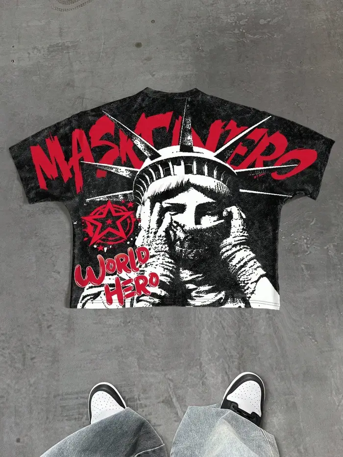 Le nouveau T-shirt pour hommes pour l'été 2025 présente une impression de motifs d'étoiles 3D décontractée