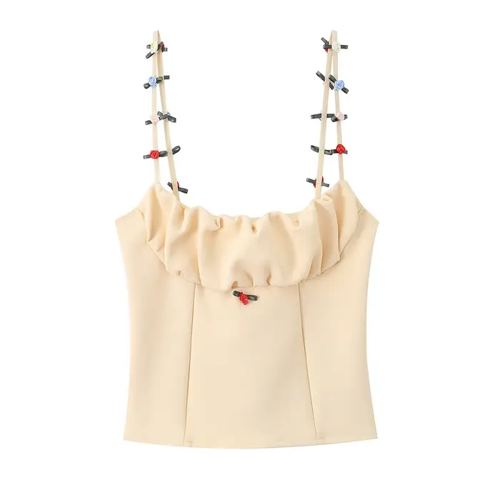 Débardeur élastique à fleurs pour femme, coupe ajustée, nouveau style d'été, respirant, séchage rapide, en fibre de polyester, avec bretelles