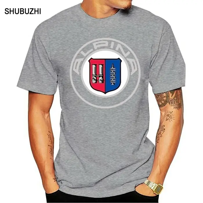 T-shirt en coton noir avec logo alpina pour hommes