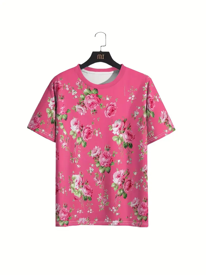 Tee-shirt pour femme – Graphique à motif floral rose