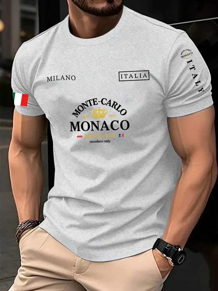Monaco lettre drapeau imprimé 100% coton hommes femmes T-shirt été automne quotidien Sports de plein air fête décontracté ample rue à manches courtes