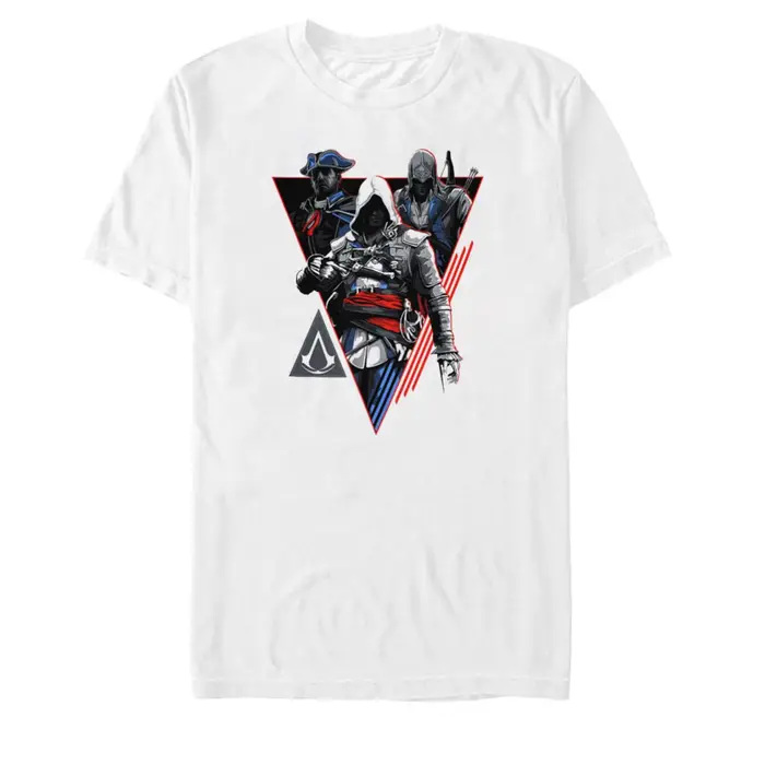 T-shirt décontracté en coton avec motif Assassin's Creed Linear White pour hommes et femmes, streetw