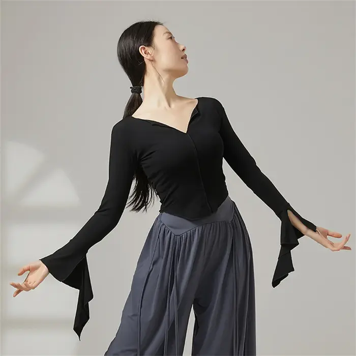 T-shirt de danse moderne pour femmes, en viscose douce, haut de danse classique pour adultes, haut d